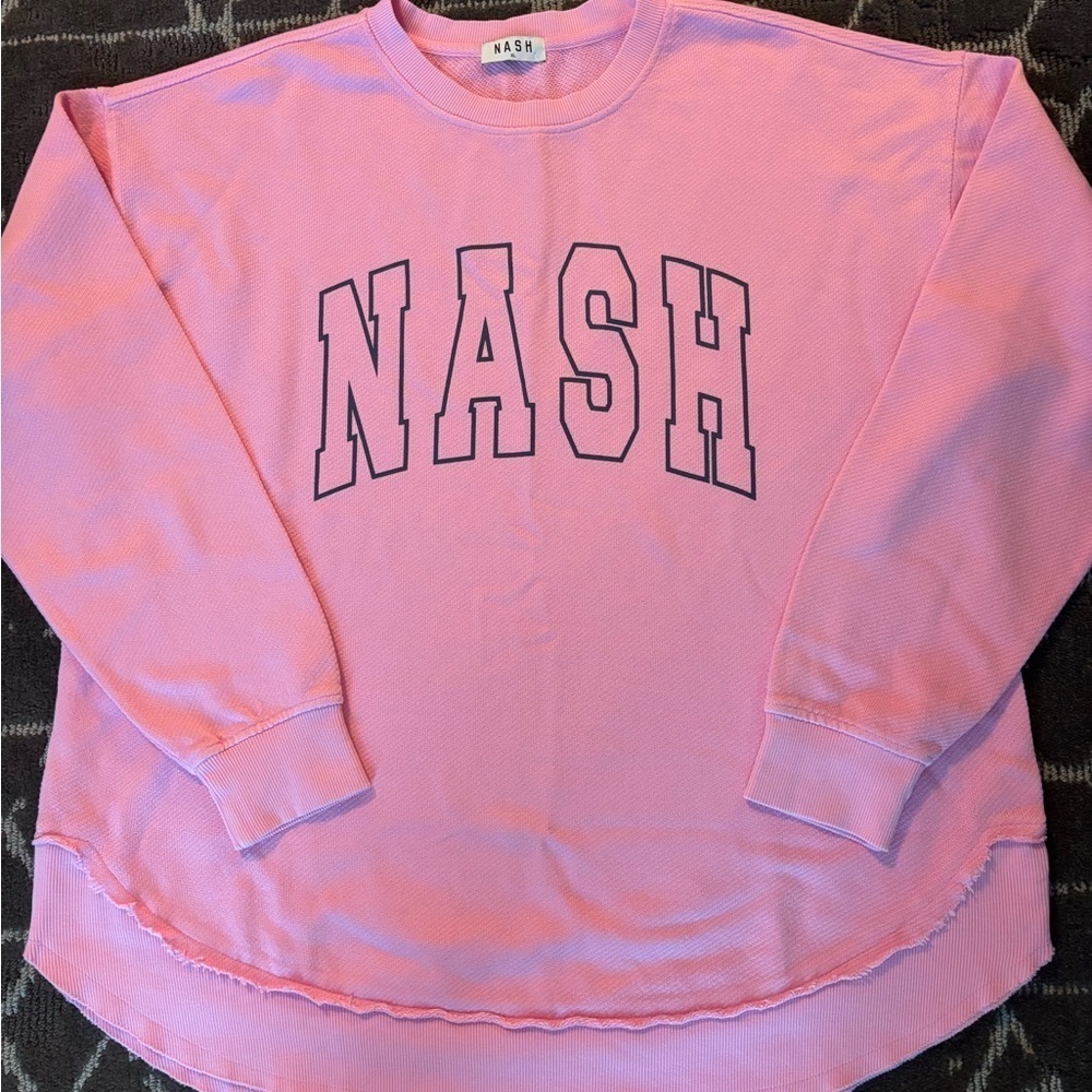 Ash Pink Crew Neck Sweatshirt with Bold Lettering